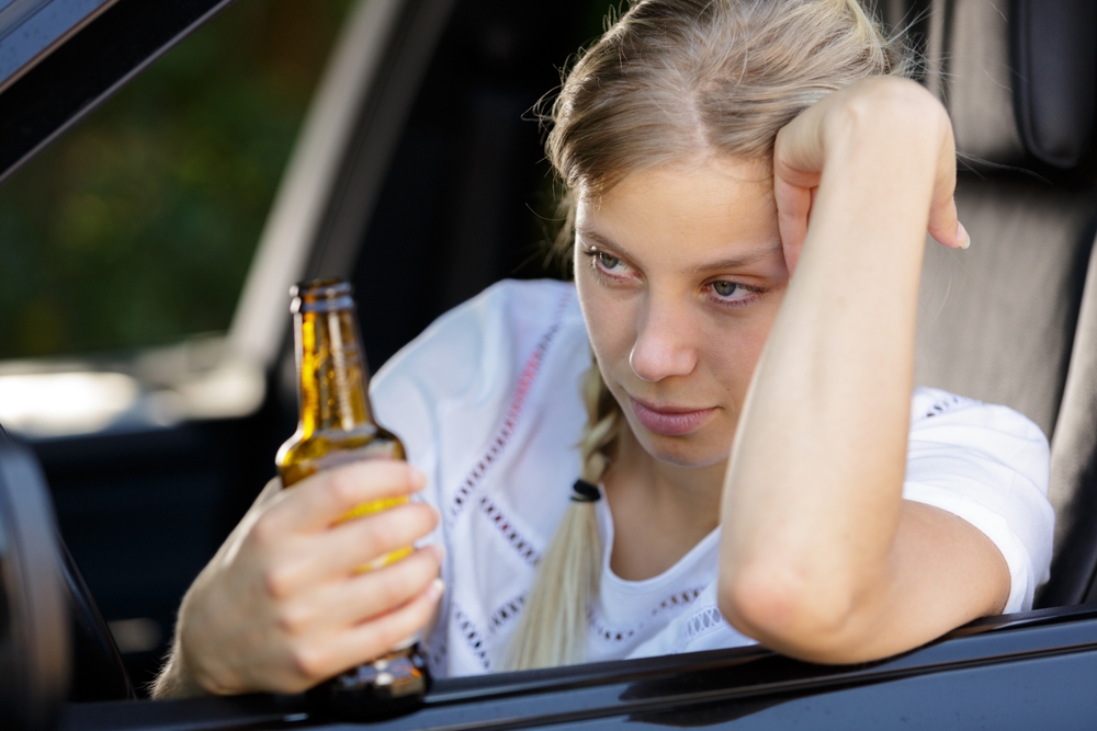 a depressed woman drunk driving